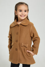 Load image into Gallery viewer, Redtag-Beige-Long-Melton-Jacket-Jackets-Girls-2 to 8 Years
