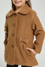 Load image into Gallery viewer, Redtag-Beige-Long-Melton-Jacket-Jackets-Girls-2 to 8 Years
