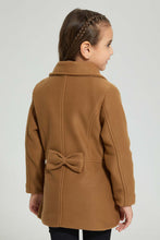 Load image into Gallery viewer, Redtag-Beige-Long-Melton-Jacket-Jackets-Girls-2 to 8 Years
