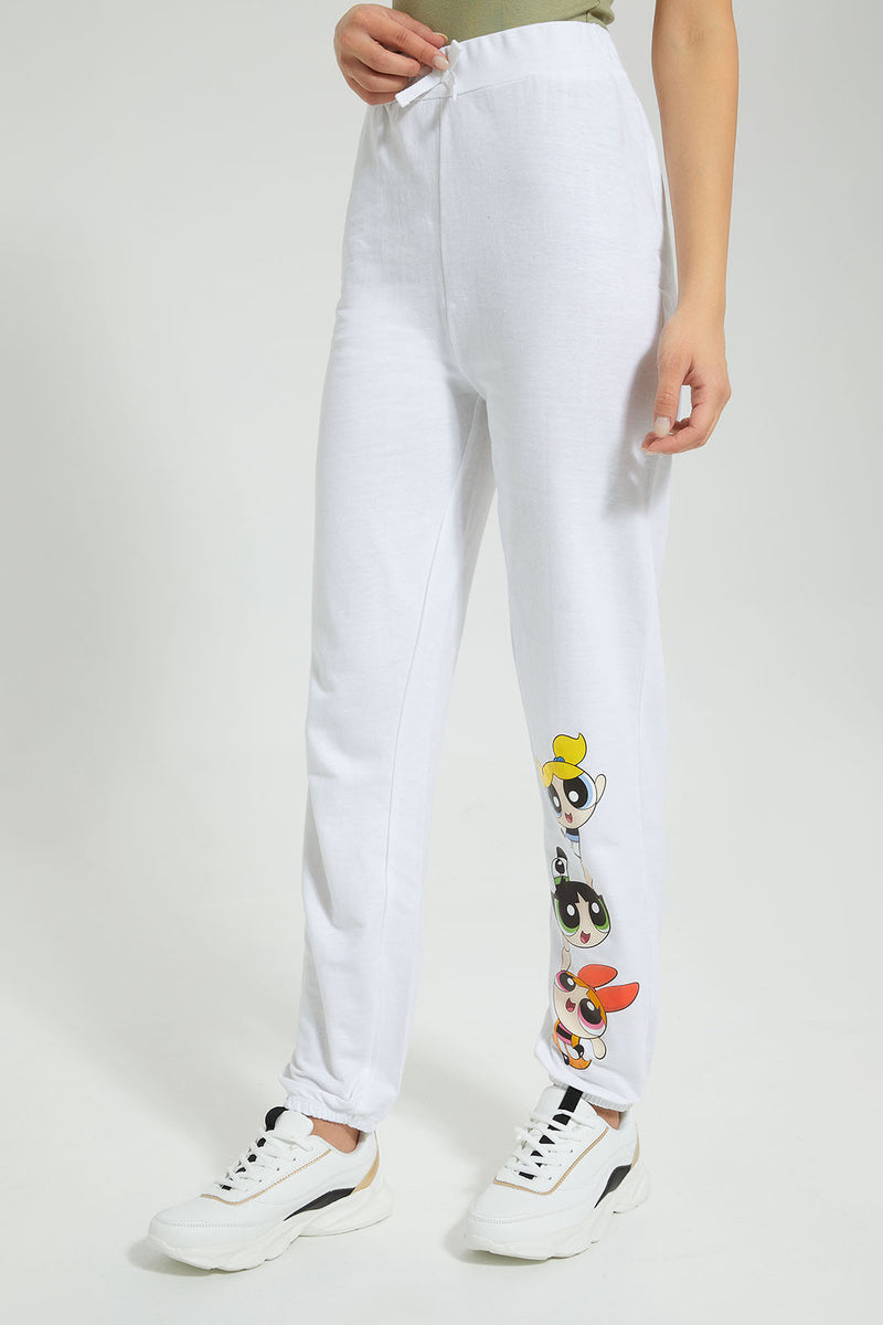 Redtag-White-Powerpuff-Print-Jogger-Joggers-Women's-