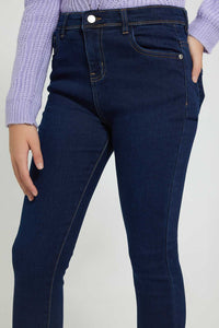 Redtag-Dark-Wash-Skinny-Knitted-Jean-Jeans-Skinny-Fit-Senior-Girls-9 to 14 Years