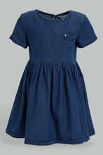 Load image into Gallery viewer, Redtag-Ing-Pocket-Detailed-Denim-Dress-Dresses-Infant-Girls-3 to 24 Months
