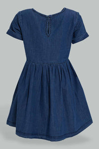 Redtag-Ing-Pocket-Detailed-Denim-Dress-Dresses-Infant-Girls-3 to 24 Months