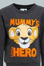 Load image into Gallery viewer, Redtag-Charcoal-Simba-Placement-Print-Sweatshirt-Sweatshirts-Infant-Boys-3 to 24 Months
