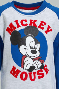 Redtag-Grey-And-Navy-Mickey-Mouse-Sweatshirts-Sweatshirts-Infant-Boys-3 to 24 Months