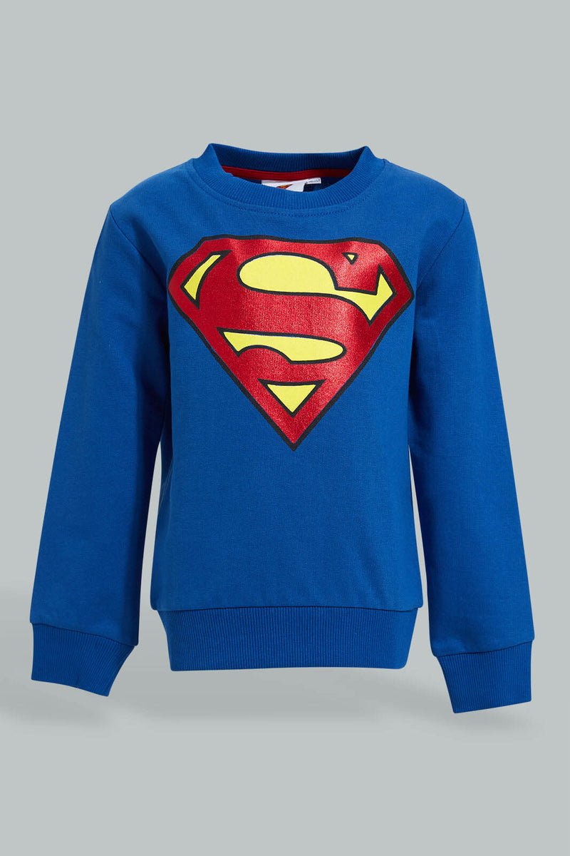 Redtag-Royal-Chest-Printed-Superman-Sweatshirts-Sweatshirts-Infant-Boys-3 to 24 Months