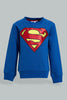 Redtag-Royal-Chest-Printed-Superman-Sweatshirts-Sweatshirts-Infant-Boys-3 to 24 Months