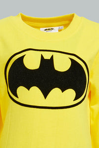 Redtag-Mustard-Chest-Printed-Batman-Sweatshirts-Sweatshirts-Infant-Boys-3 to 24 Months