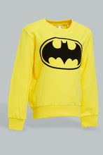 تنزيل الصورة على معرض الصور، Redtag-Mustard-Chest-Printed-Batman-Sweatshirts-Sweatshirts-Infant-Boys-3 to 24 Months
