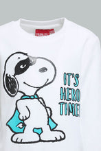 Load image into Gallery viewer, Redtag-White-Chest-Print-Snoopy-Sweatshirts-Sweatshirts-Infant-Boys-3 to 24 Months
