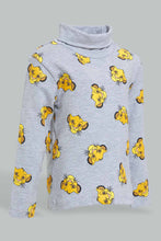 Load image into Gallery viewer, Redtag-Grey-Simba-Printed-High-Neck-Tshirt-Long-Sleeves-Infant-Boys-3 to 24 Months
