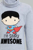 Redtag-Grey-Superman-High-Neck-Tshirt-Long-Sleeves-Infant-Boys-3 to 24 Months