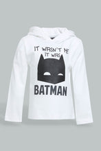 Load image into Gallery viewer, Redtag-White-Batman-Hoody-Tshirt-Long-Sleeves-Infant-Boys-3 to 24 Months
