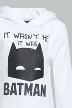 Load image into Gallery viewer, Redtag-White-Batman-Hoody-Tshirt-Long-Sleeves-Infant-Boys-3 to 24 Months
