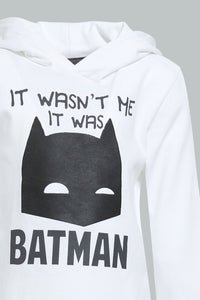 Redtag-White-Batman-Hoody-Tshirt-Long-Sleeves-Infant-Boys-3 to 24 Months