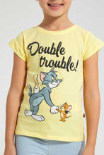 تنزيل الصورة على معرض الصور، Redtag-Yellow-Tom-&amp;-Jerry-Print-Tee-Blouses-Girls-2 to 8 Years
