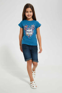 Redtag-Navy-Minnie-Mouse-Tee-Blouses-Girls-2 to 8 Years