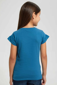 Redtag-Navy-Minnie-Mouse-Tee-Blouses-Girls-2 to 8 Years