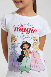 Redtag-White-Princess-Tee-Blouses-Girls-2 to 8 Years