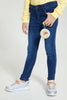 Redtag-Dark-Wash-Jean-With-Accessories-Jeans-Slim-Fit-Girls-2 to 8 Years