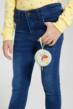 Load image into Gallery viewer, Redtag-Dark-Wash-Jean-With-Accessories-Jeans-Slim-Fit-Girls-2 to 8 Years
