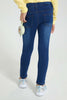 Redtag-Dark-Wash-Jean-With-Accessories-Jeans-Slim-Fit-Girls-2 to 8 Years