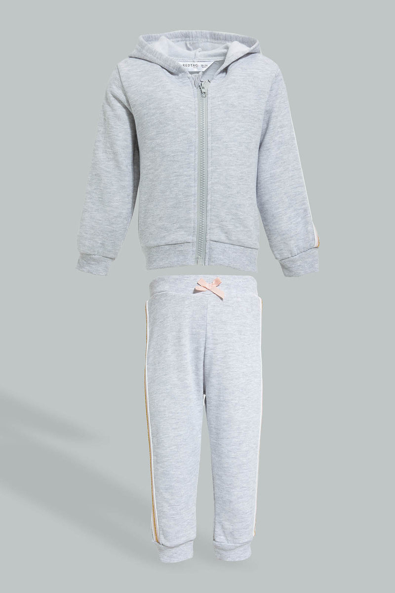 Redtag-Grey-Zipper-Jog-Suit-With-Side-Tape-Colour:Grey,-Filter:Infant-Girls-(3-to-24-Mths),-Infant-Girls-Sets,-New-In,-New-In-ING,-Non-Sale,-Section:Kidswear,-W21A-Infant-Girls-3 to 24 Months