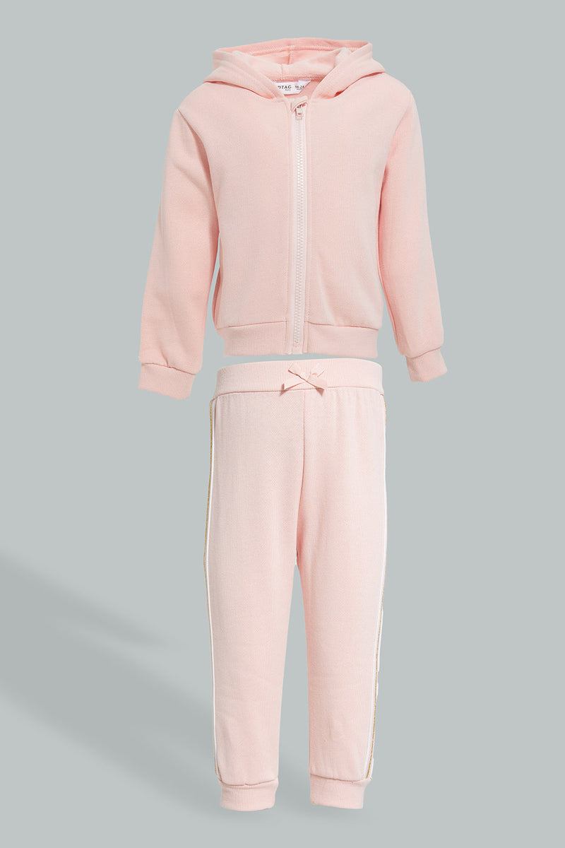 Redtag-Pink-Zipper-Jog-Suit-With-Side-Tape-Colour:Pink,-Filter:Infant-Girls-(3-to-24-Mths),-Infant-Girls-Sets,-New-In,-New-In-ING,-Non-Sale,-Section:Kidswear,-W21A-Infant-Girls-3 to 24 Months