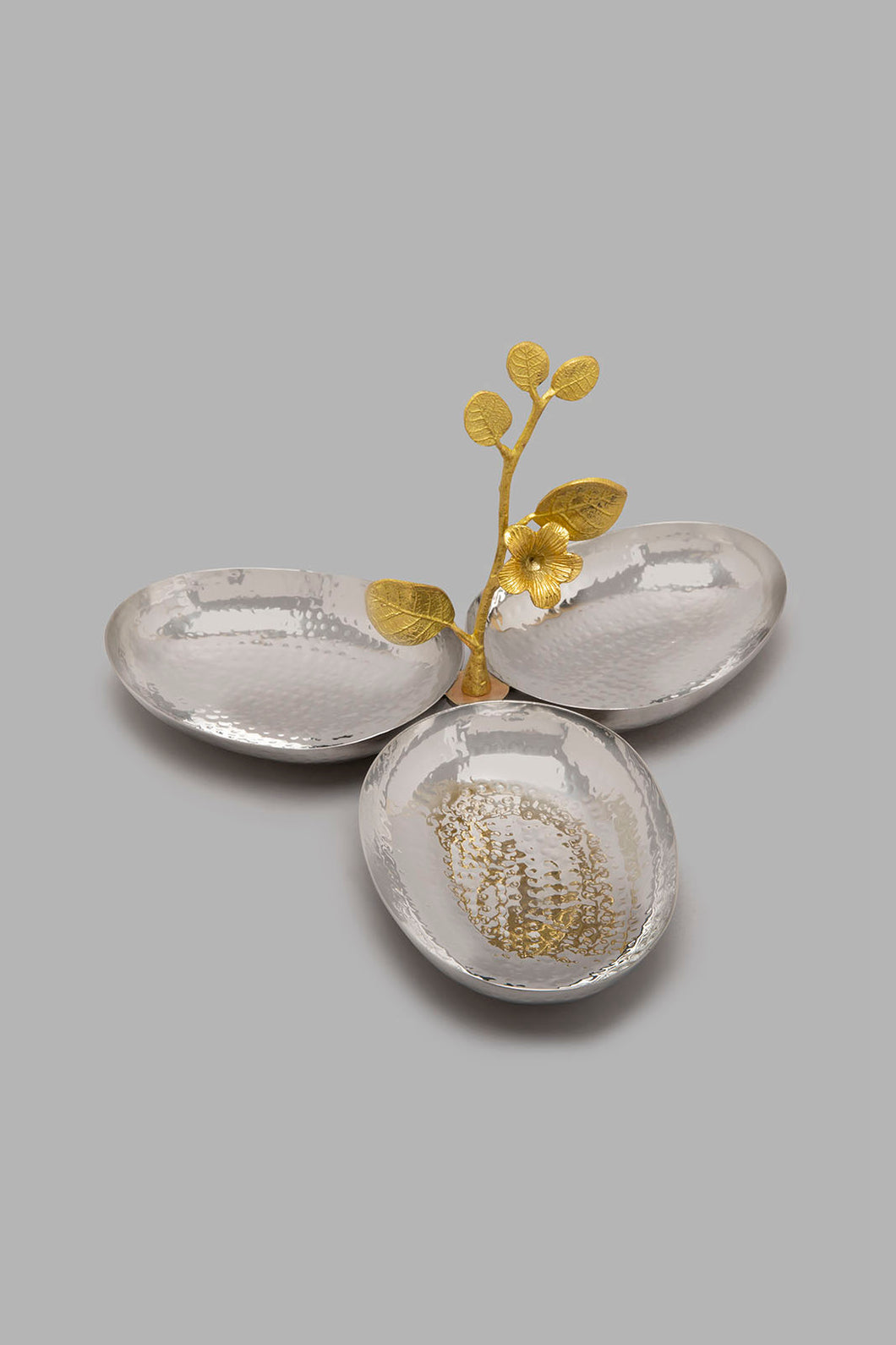 Redtag-Silver-Hammered-Three-Section-Oval-Dish-Serving-Dish-Home-Dining-