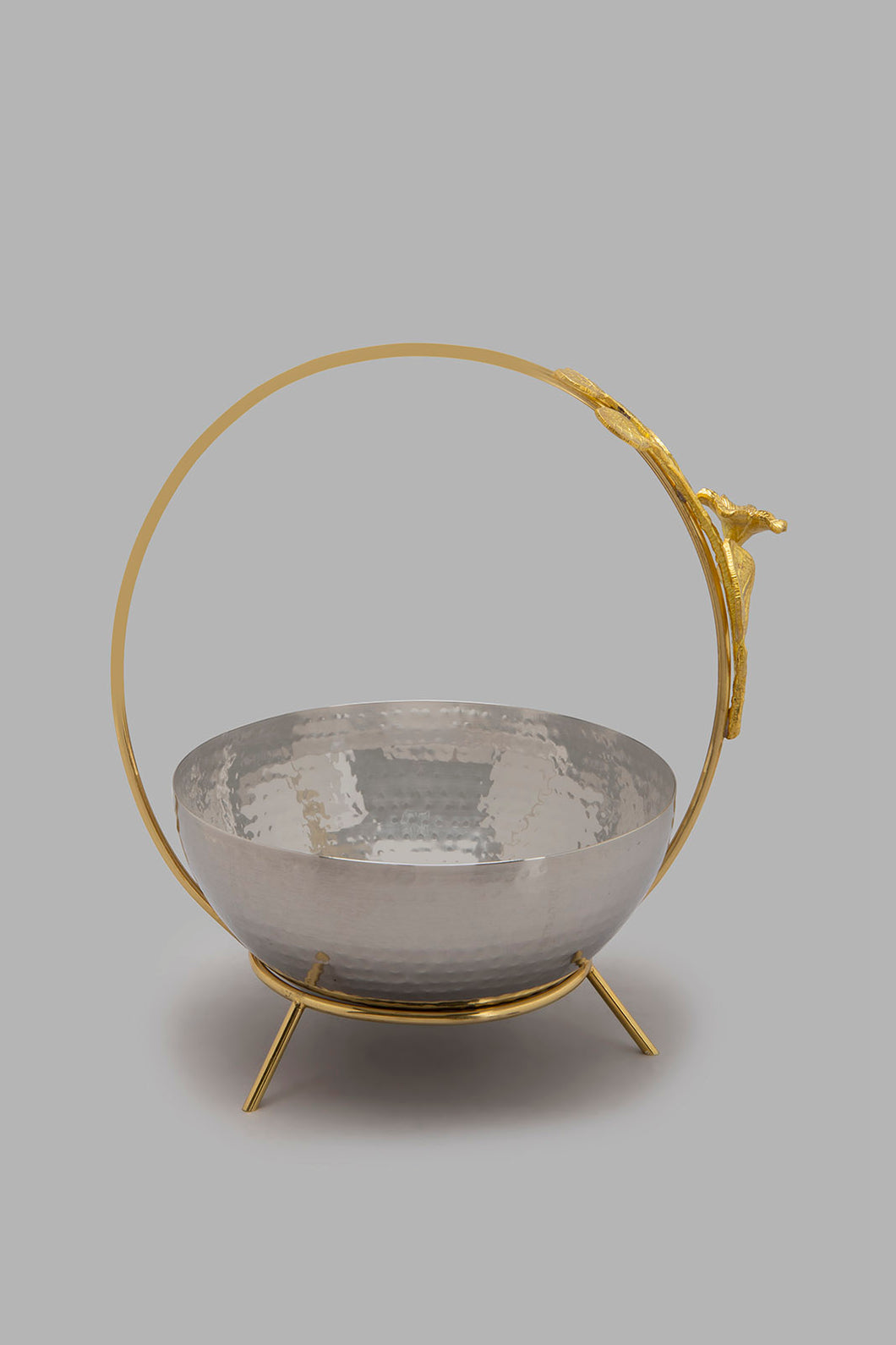 Redtag-Silver-Hammered-Bowl-With-Stand-Serving-Bowls-Home-Dining-