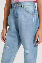 Load image into Gallery viewer, Redtag-Light-Wash-Distressed-Jean-Jeans-Baggy-Fit-Girls-2 to 8 Years
