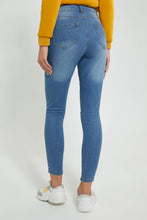 Load image into Gallery viewer, Redtag-Light-Blue-Skinny-High-Waist-Jean-With-Knee-Slit-Jeans-Skinny-Fit-Women&#39;s-
