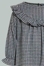 تنزيل الصورة على معرض الصور، Redtag-Ing-Frilled-Houndstooth-Dress-Dresses-Infant-Girls-3 to 24 Months
