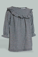 تنزيل الصورة على معرض الصور، Redtag-Ing-Frilled-Houndstooth-Dress-Dresses-Infant-Girls-3 to 24 Months

