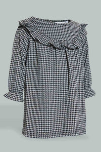 Redtag-Ing-Frilled-Houndstooth-Dress-Dresses-Infant-Girls-3 to 24 Months