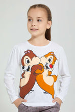 Load image into Gallery viewer, Redtag-White-Chip-&amp;-Dale--Knot-T-Shirt-Long-Sleeves-Girls-2 to 8 Years
