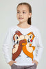 Redtag-White-Chip-&-Dale--Knot-T-Shirt-Long-Sleeves-Girls-2 to 8 Years