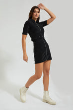 Load image into Gallery viewer, Redtag-Black-Zipper-Detail-Short-Dress-Colour:Black,-Filter:Women&#39;s-Clothing,-New-In,-New-In-Women,-Non-Sale,-Section:Women,-W21B,-Women-Dresses-Women&#39;s-
