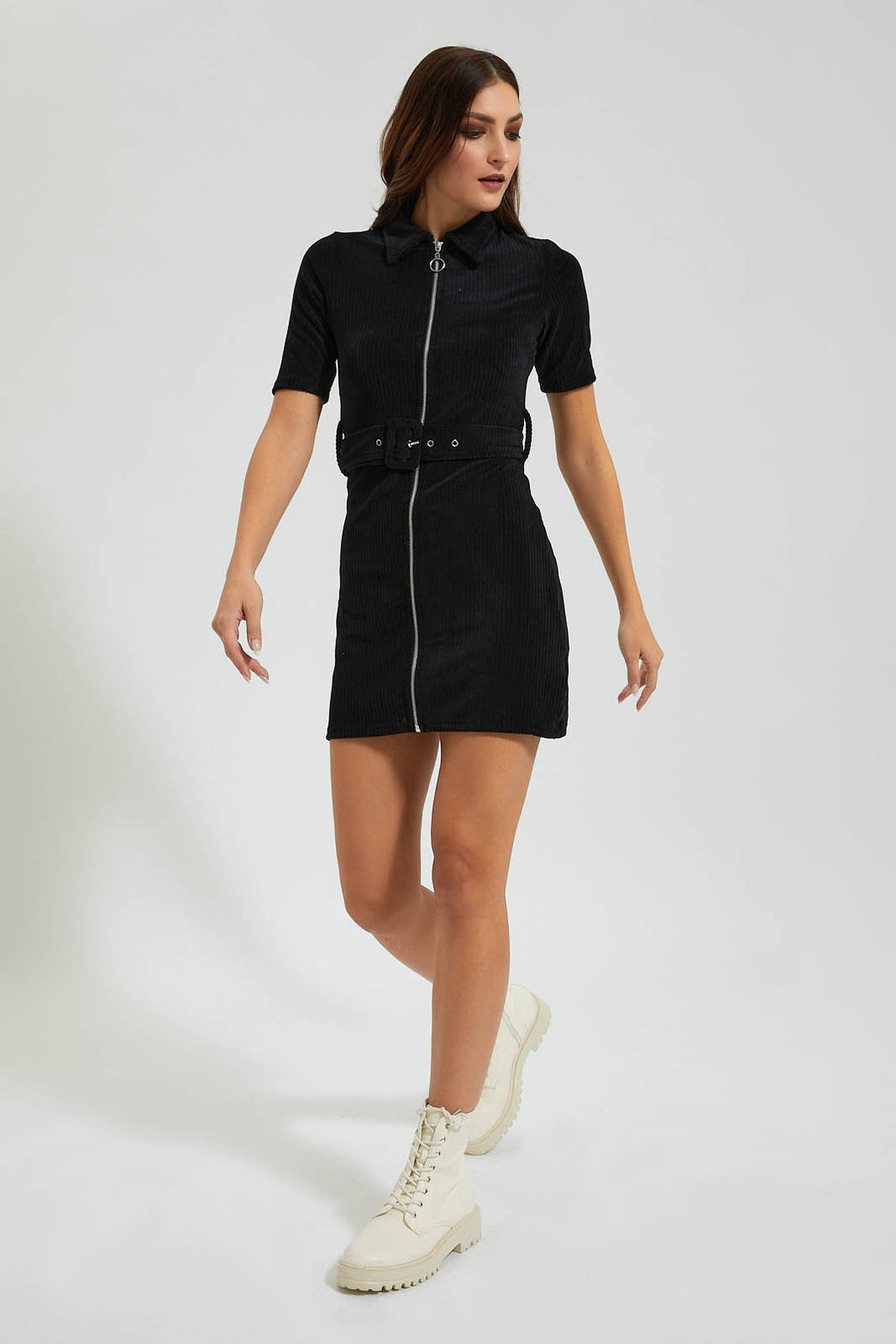 Redtag-Black-Zipper-Detail-Short-Dress-Colour:Black,-Filter:Women's-Clothing,-New-In,-New-In-Women,-Non-Sale,-Section:Women,-W21B,-Women-Dresses-Women's-