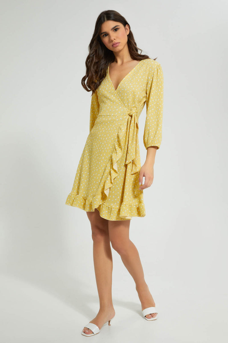 Redtag-Print-Wrap-Skater-Short-Dress-Dresses-Women's-