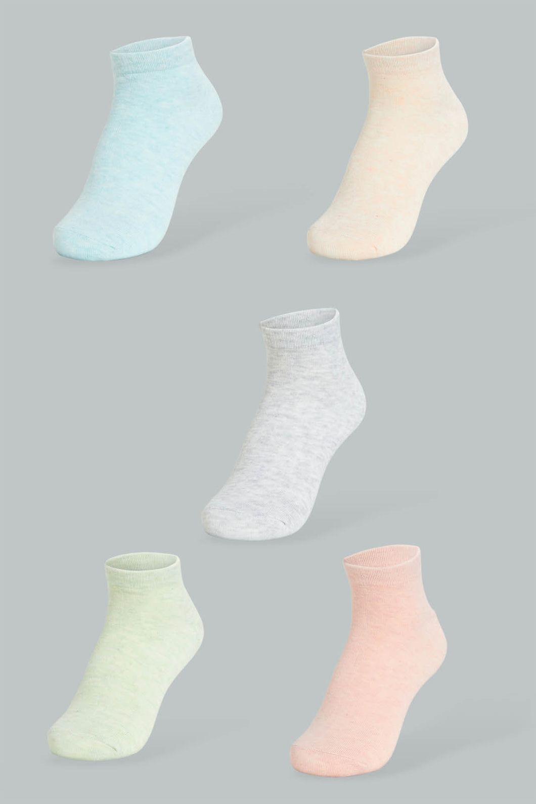 Redtag-Assorted-Melange-Plain-Ankle-Socks-(5-Pack)-Ankle-Length-Women's-