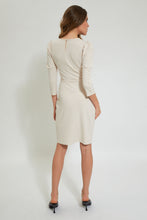 تنزيل الصورة على معرض الصور، Redtag-Beige-Puff-Sleeve-Bodycon-Dress-Dresses-Women&#39;s-
