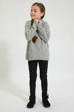 Load image into Gallery viewer, Redtag-Grey-Turtle-Neck-Cardigan-Pullovers-Girls-2 to 8 Years
