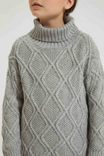Load image into Gallery viewer, Redtag-Grey-Turtle-Neck-Cardigan-Pullovers-Girls-2 to 8 Years
