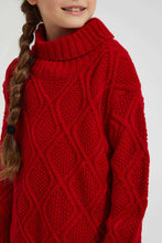Load image into Gallery viewer, Redtag-Red-Turtle-Neck-Cardigan-Pullovers-Girls-2 to 8 Years
