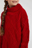 Redtag-Red-Turtle-Neck-Cardigan-Pullovers-Girls-2 to 8 Years