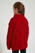 Load image into Gallery viewer, Redtag-Red-Turtle-Neck-Cardigan-Pullovers-Girls-2 to 8 Years
