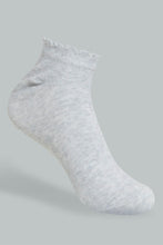 Load image into Gallery viewer, Redtag-White/Black/Grey-Melange-Plain-Ankle-Socks-(3-Pack)-Ankle-Socks-Women&#39;s-
