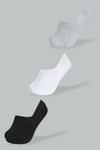 تنزيل الصورة على معرض الصور، Redtag-White/Black/Grey-Melange-Plain-Invisible-Socks-(3-Pack)-Invisible-Women&#39;s-
