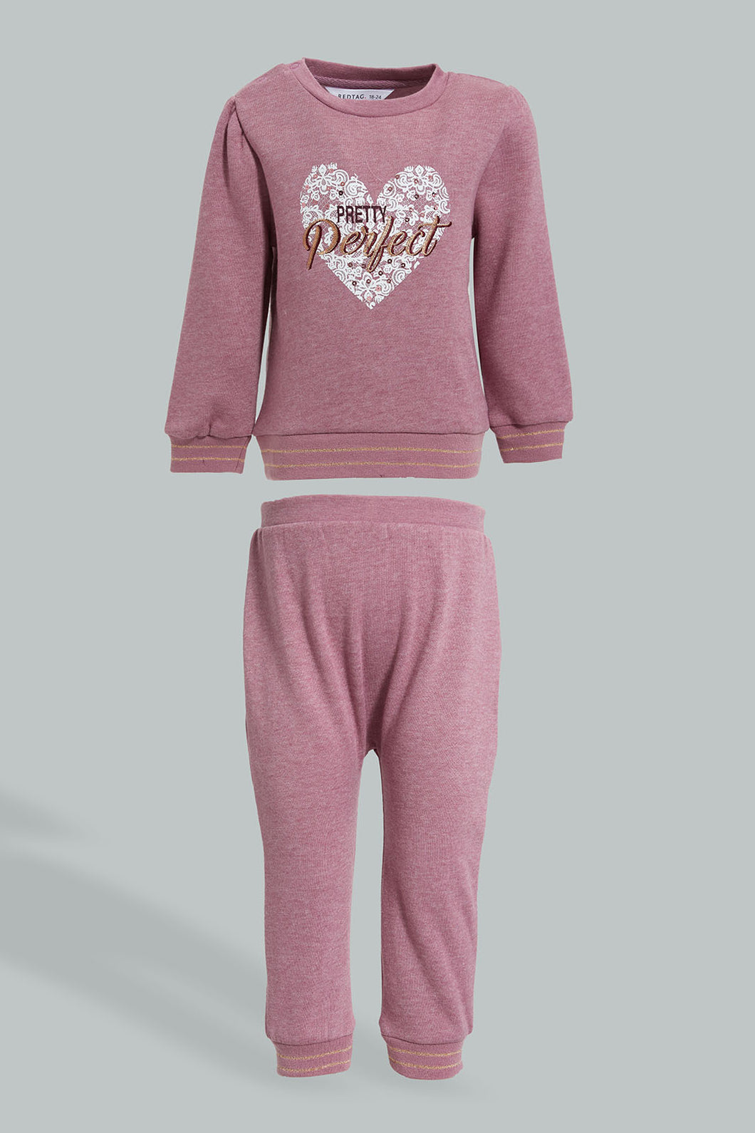 Redtag-Pink-Heart-Patch-Jogsuit-Colour:Pink,-Filter:Infant-Girls-(3-to-24-Mths),-Infant-Girls-Sets,-New-In,-New-In-ING,-Non-Sale,-Section:Kidswear,-W21B-Infant-Girls-3 to 24 Months